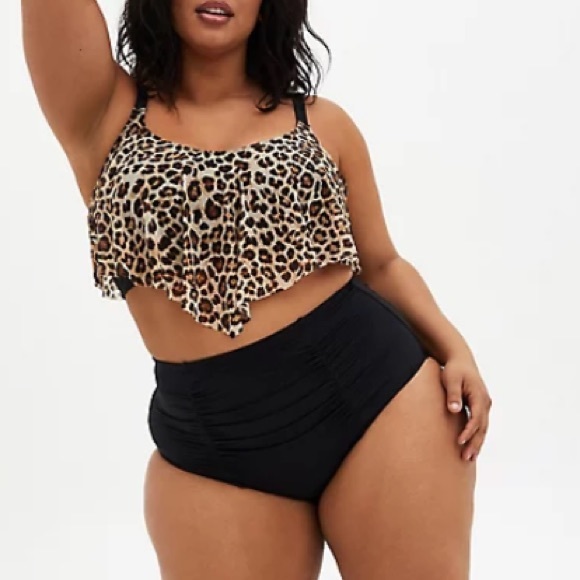 torrid Other - NWT TORRID LEOPARD WIRELESS V-FLOUNCE BIKINI TOP ROUCHED BOTTOM